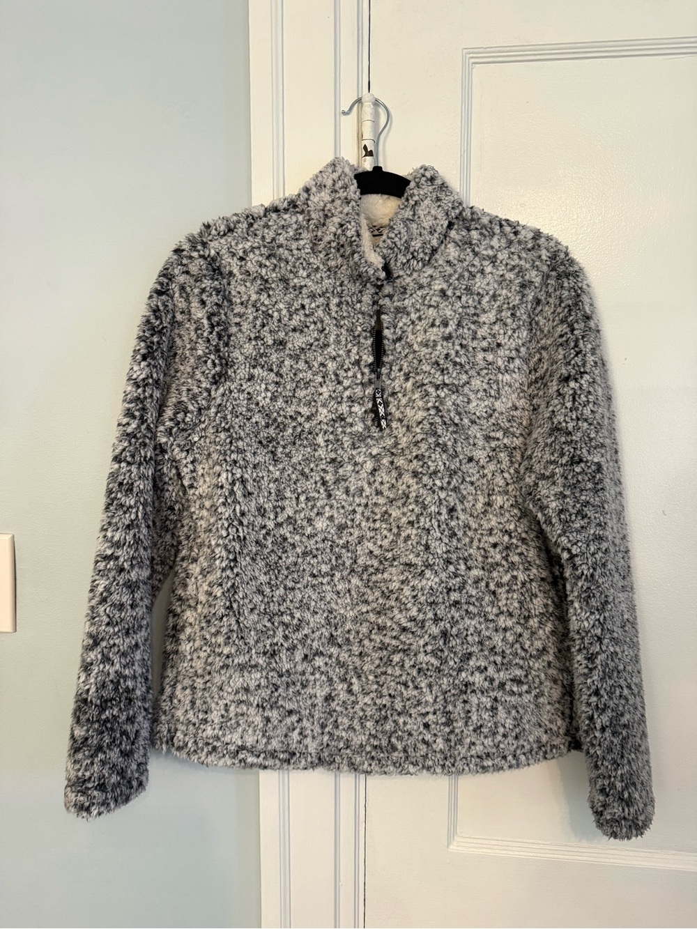 Time and Tru Women's Gray Marled Sherpa Quarter-Zip Pullover